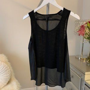 BCBGMAXAZRIA Black tank top with two different fab
